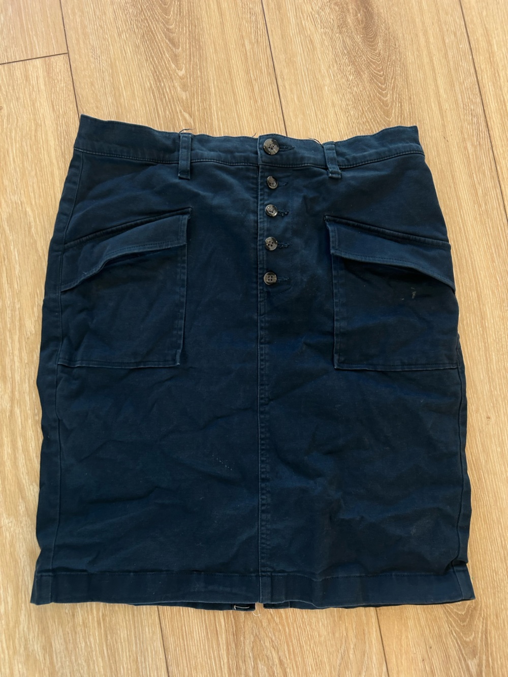 LOFT Women’s Navy Button-Front Utility Skirt